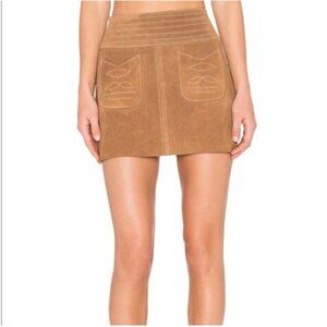 Free People Camel Brown Modern Love Genuine Suede Leather Mini Skirt 4 Small